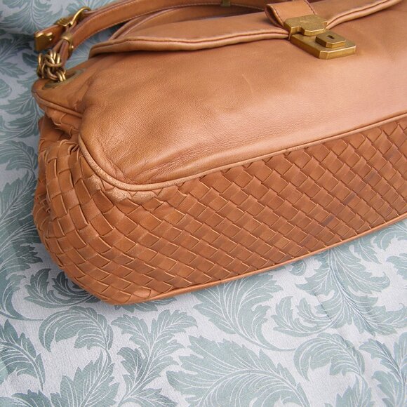 Bottega Veneta Intrecciato Cognac Leather Shoulder Bag - Picture 9 of 16